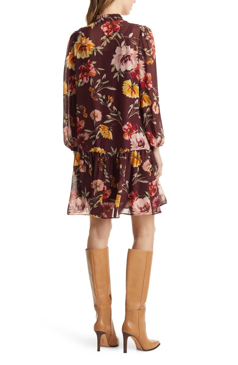 Julia Jordan Floral Pleated Long Sleeve Dress, Alternate, color,