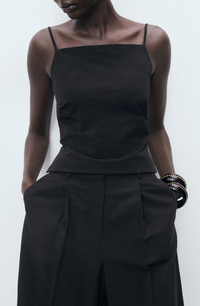 MANGO Square Neck Camisole, Main, color, Black