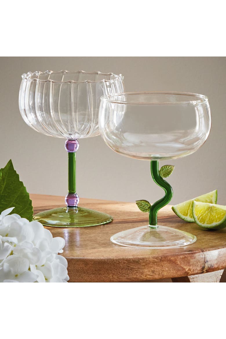 Bloom Coupe Glass Green Glass Spring, Alternate, color, Green