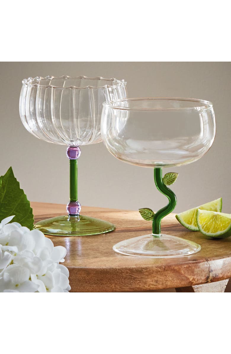 tag Bloom Coupe Glass Green Glass Spring, Alternate, color, Green