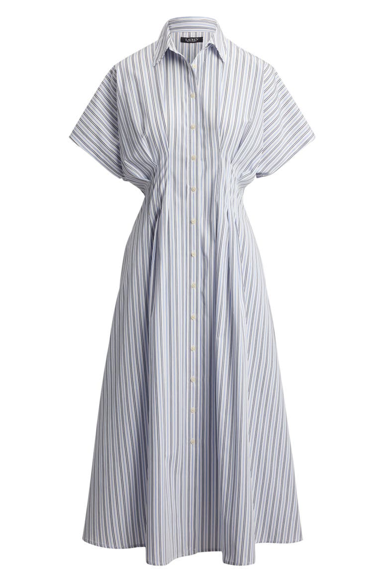 '70s Stripe Cotton Broadcloth Shirtdress, Alternate, color, BLUE/ MULTI