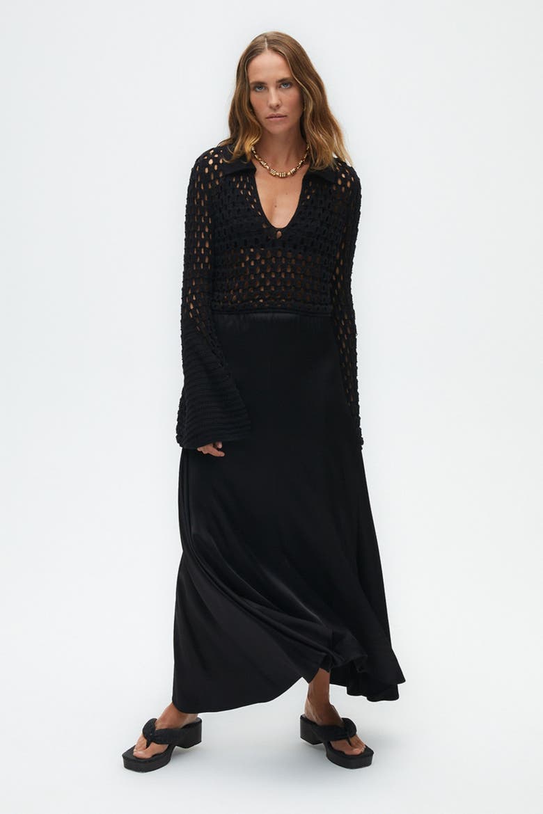 Mesh Knitwear Top, Alternate, color, Black
