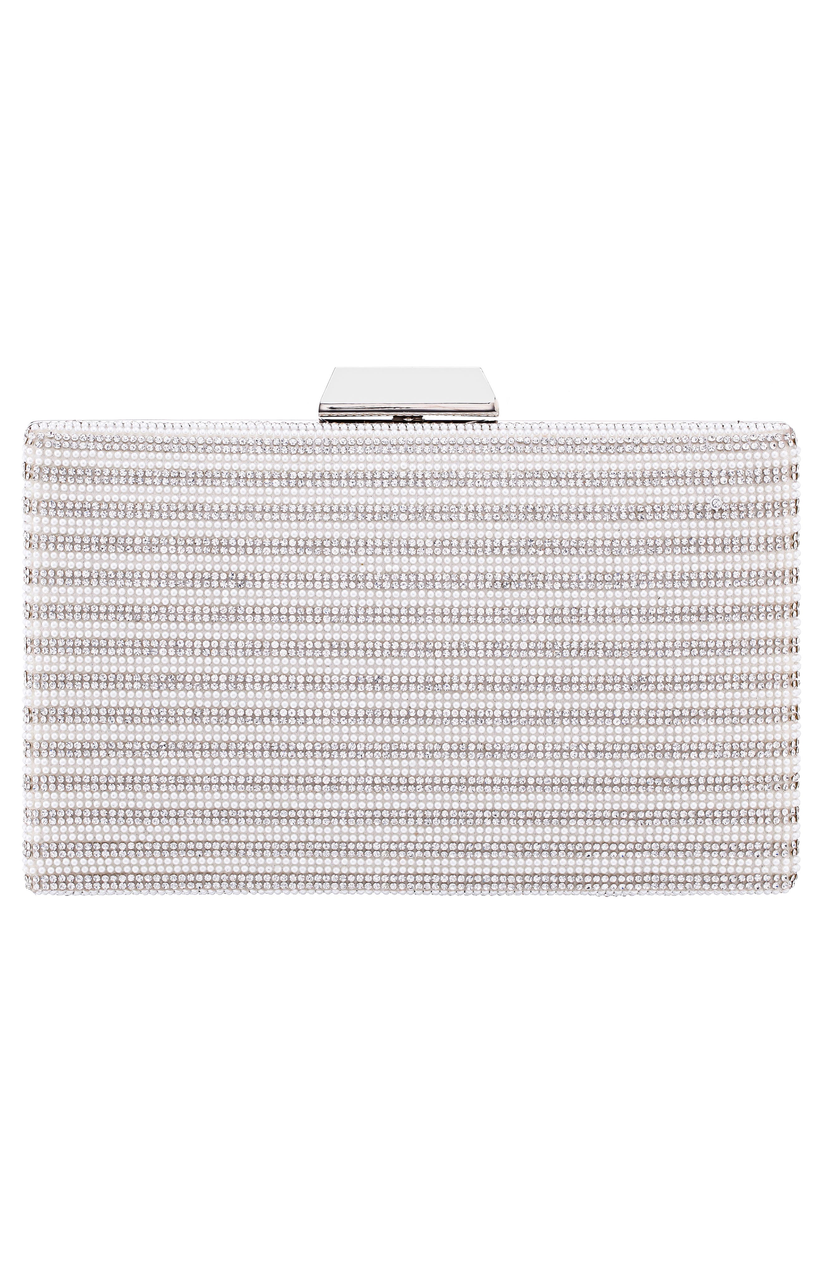 Nina Desyre Embellished Minaudière, Alternate, color, White