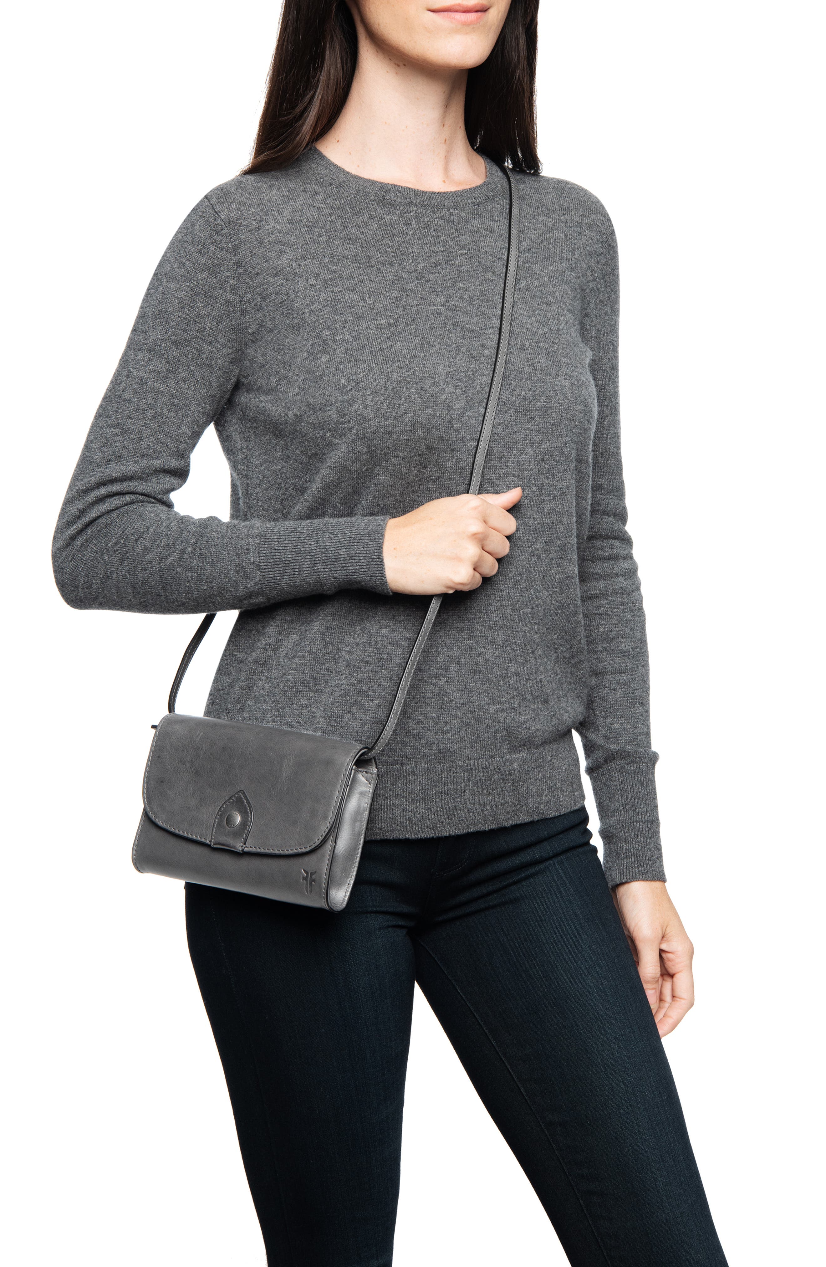 Melissa Leather Crossbody Bag, Alternate, color, CARBON