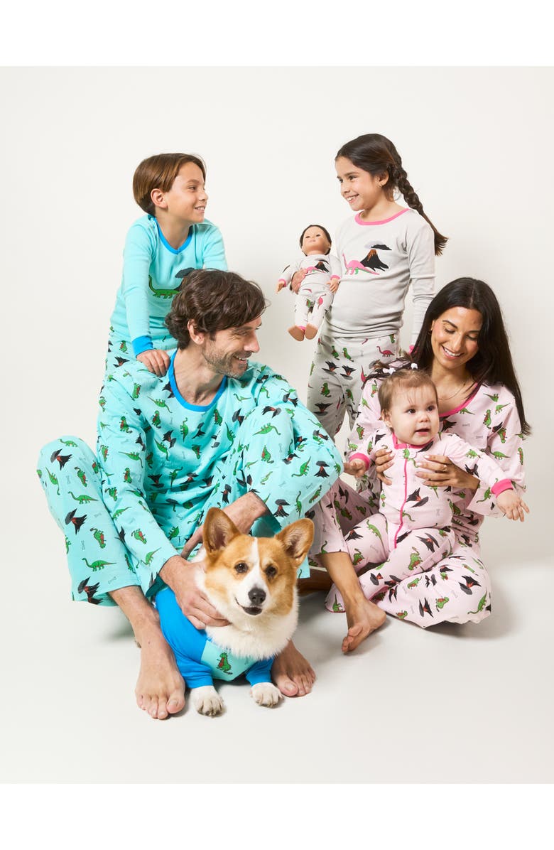 Leveret Dog Cotton Matching Family Pajamas, Fun & Novelty Prints, Alternate, color, Dinosaur Gray