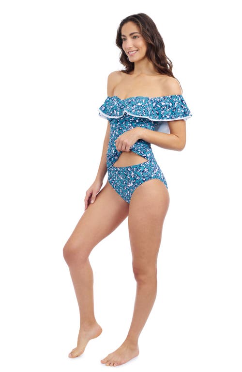 Profile By Gottex Juliette Off-shoulder Ruffle Tankini In Teal
