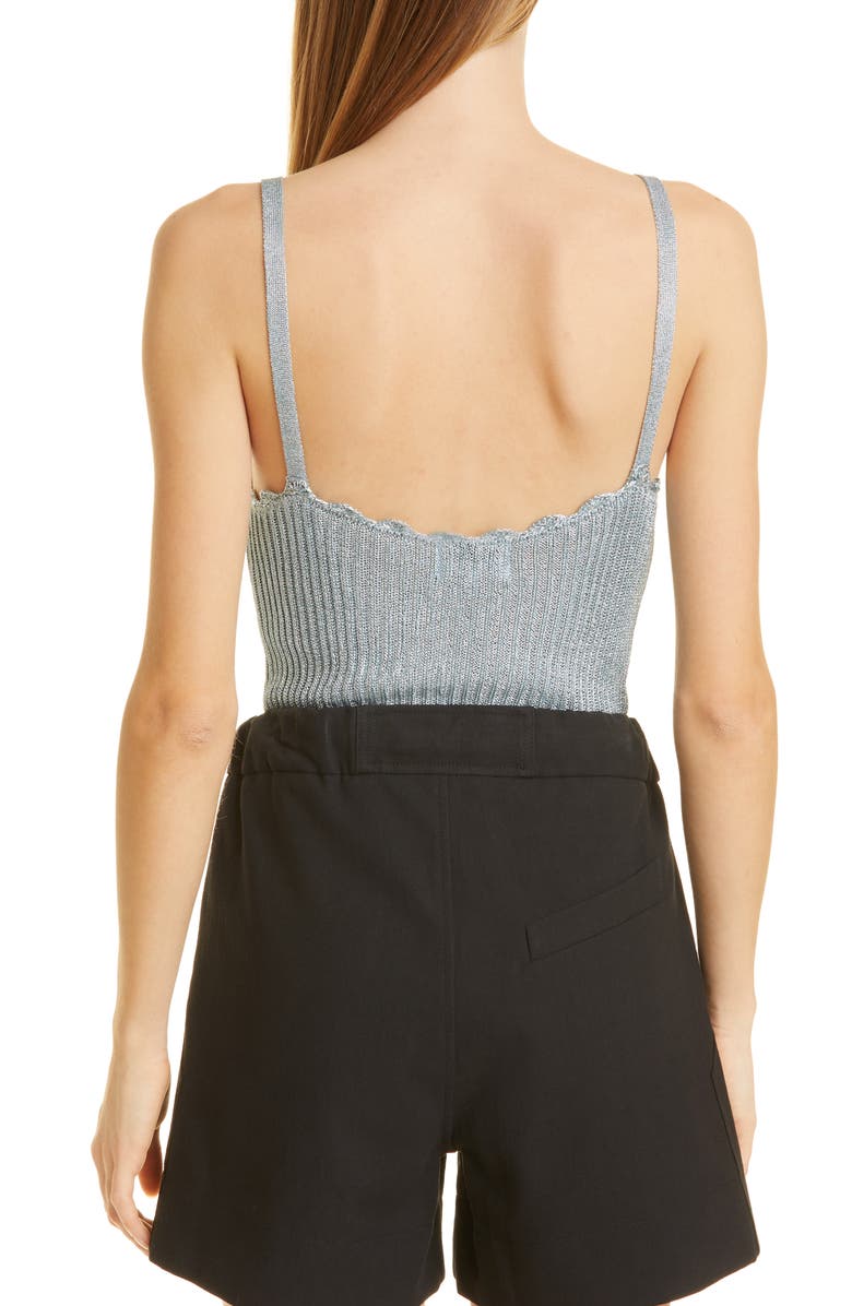 Ganni Metallic Scalloped Knit Tank, Alternate, color, 