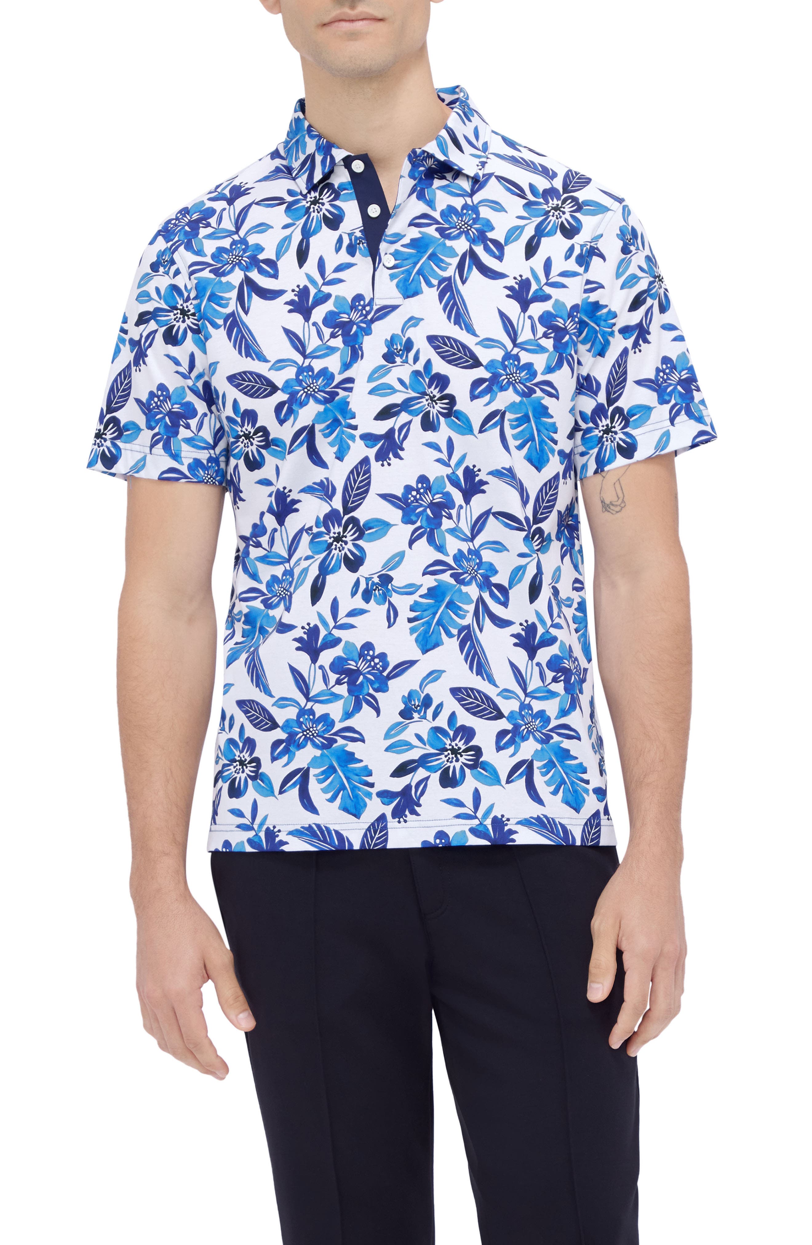 Hendrix Digital Floral Print Pima Cotton Polo