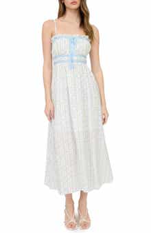 Blu Pepper Bow and Flower Stripe Midi Dress