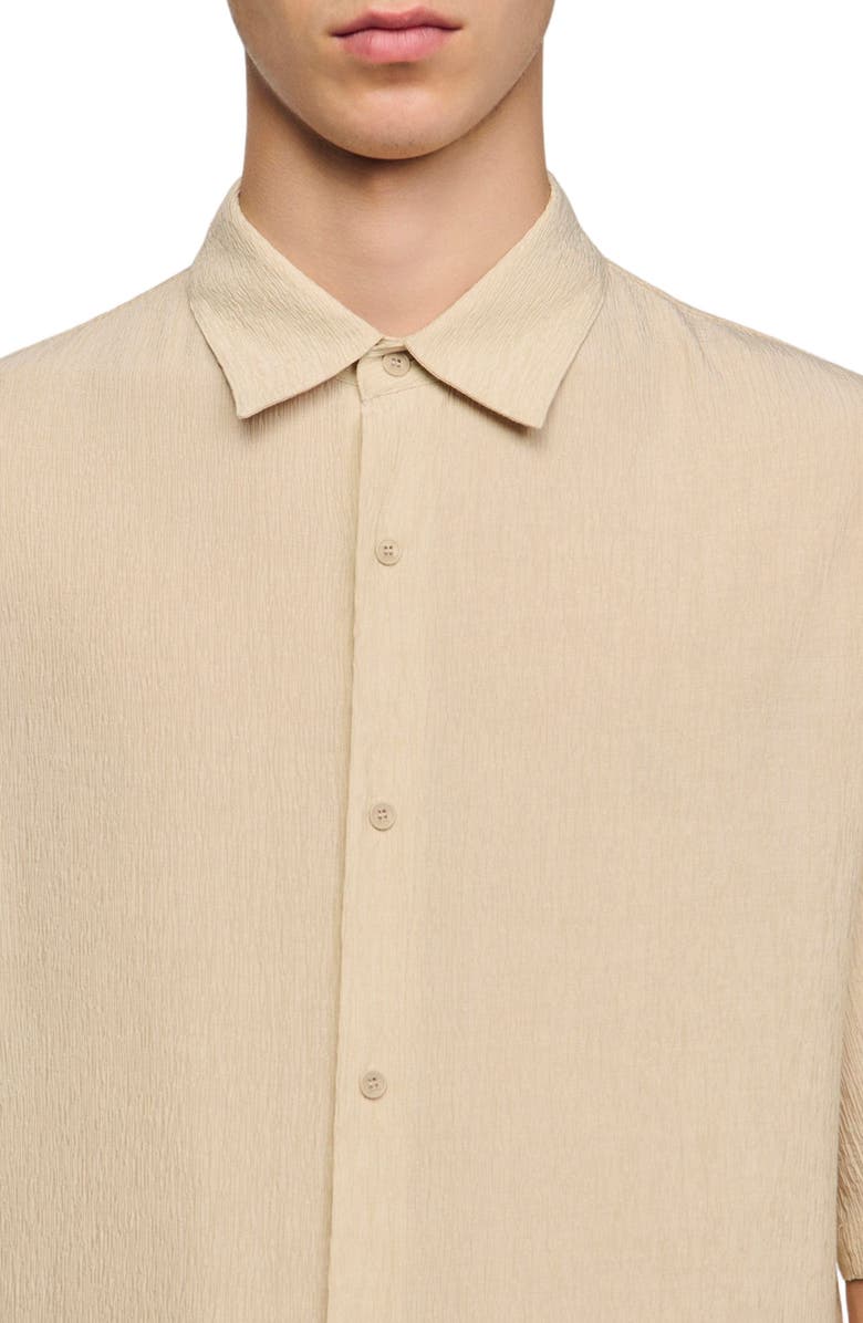 SANDRO Pleated shirt with shark collar, Alternate, color, Sand