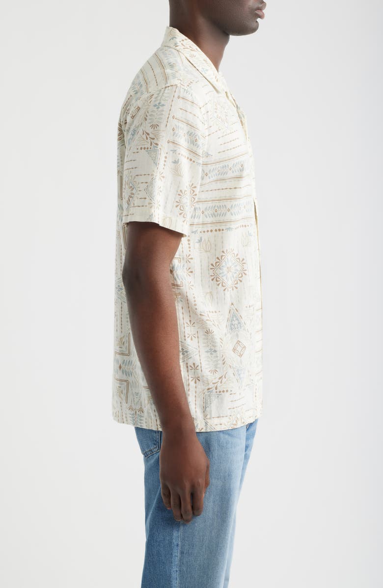 Pendleton Geo Print Linen Blend Camp Shirt, Alternate, color, Laurel Grove Ecru