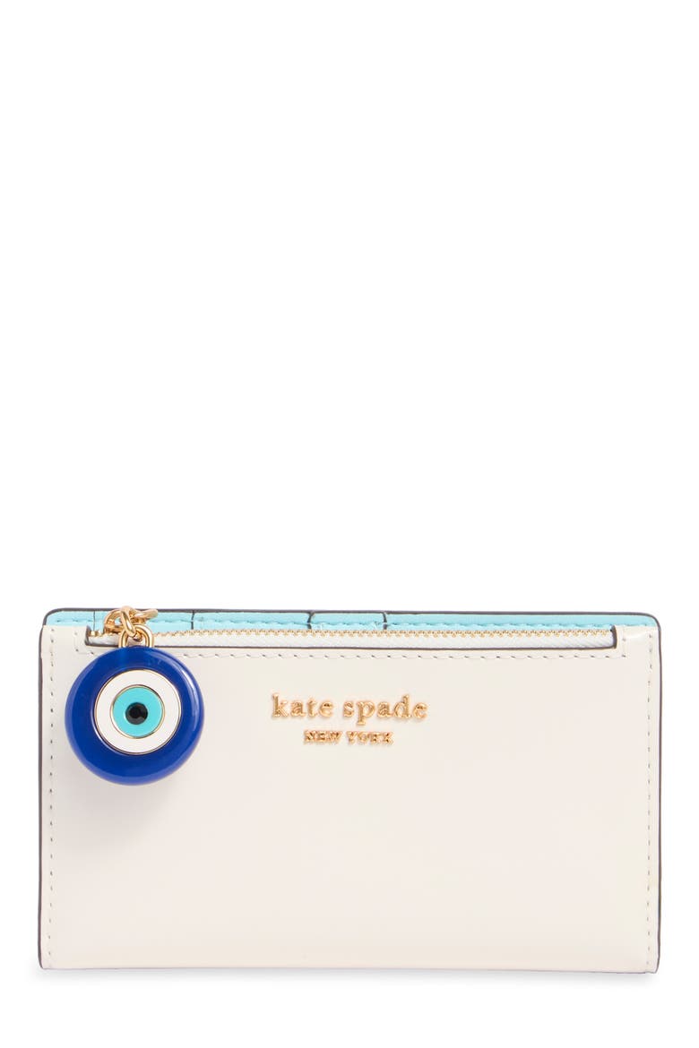 Evil Eye Spazzolato Leather Card Case, Main, color, PARCHMENT