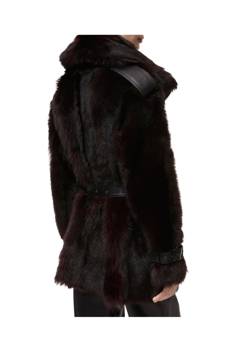 Short Shearling Linley Coat, Alternate, color, Black/burgundy