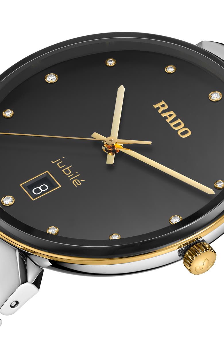 RADO Florence Classic Diamond Bracelet Watch, 38mm, Alternate, color, Black