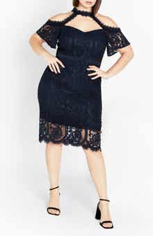 Pippa Cutout Lace Overlay Cocktail Midi Dress
