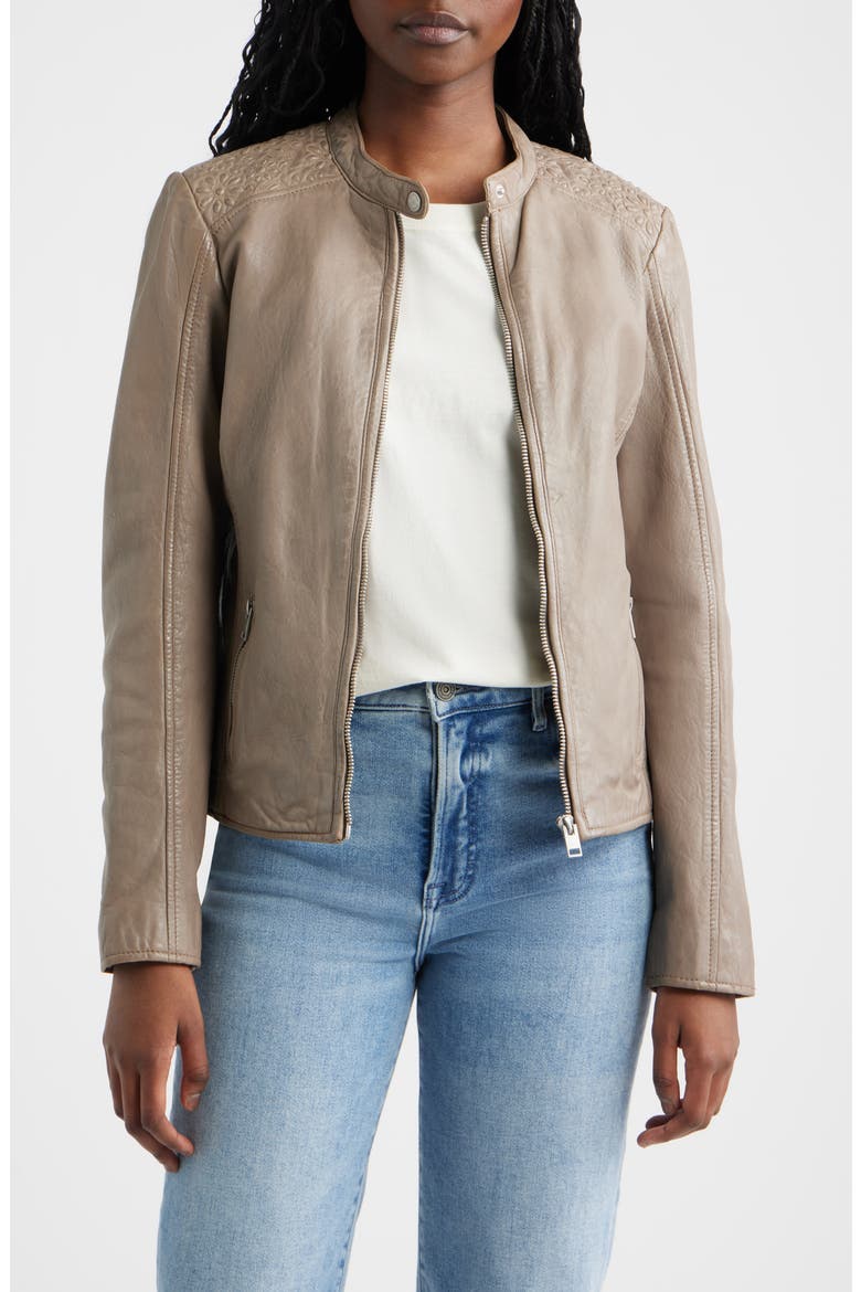 Lily Leather Jacket, Main, color, TAUPE