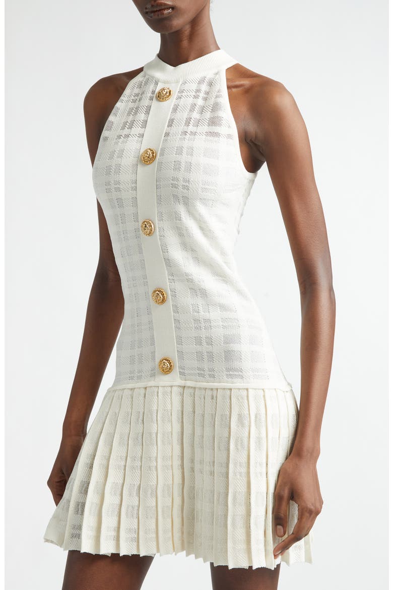 Tartan Tattoo Pleated Sweater Dress, Alternate, color, NATURAL