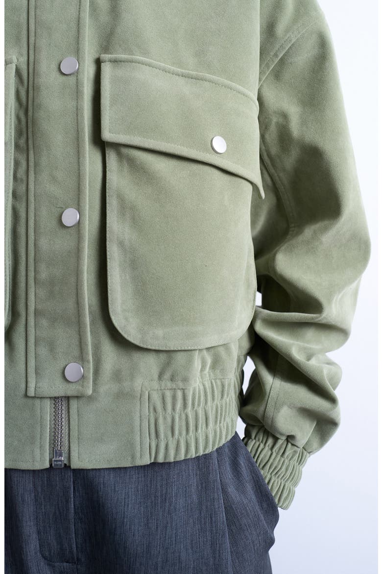Crop Bomber Jacket, Alternate, color, SAGE