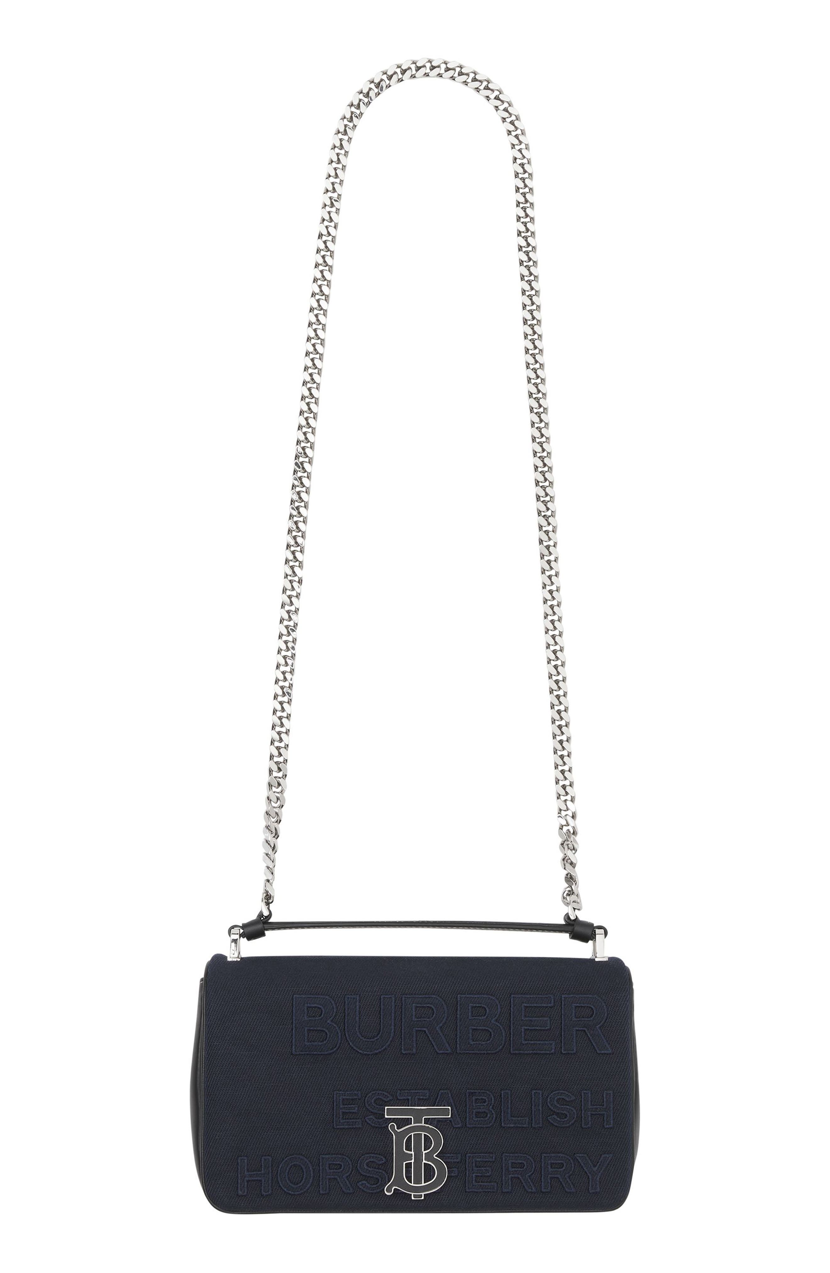 Burberry Small Lola Horseferry Logo Canvas Top Handle Bag, Alternate, color, 