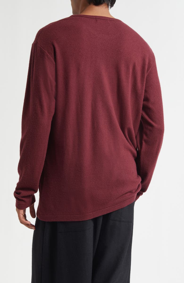 Yohji Yamamoto Long Sleeve Super 120s Wool Crewneck T-Shirt, Alternate, color, Bordeaux