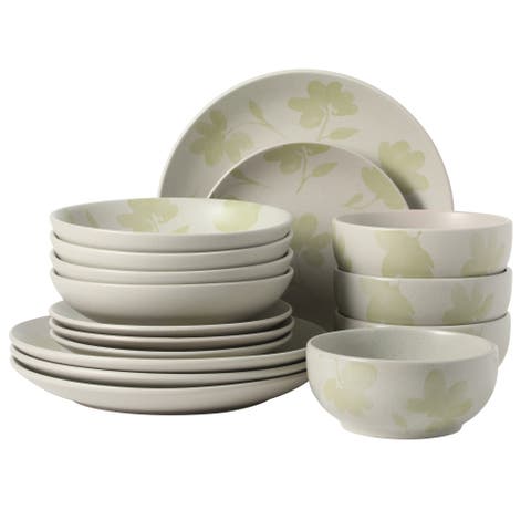 Admiral Hall 16-Piece Floral Stoneware Dinnerware Set