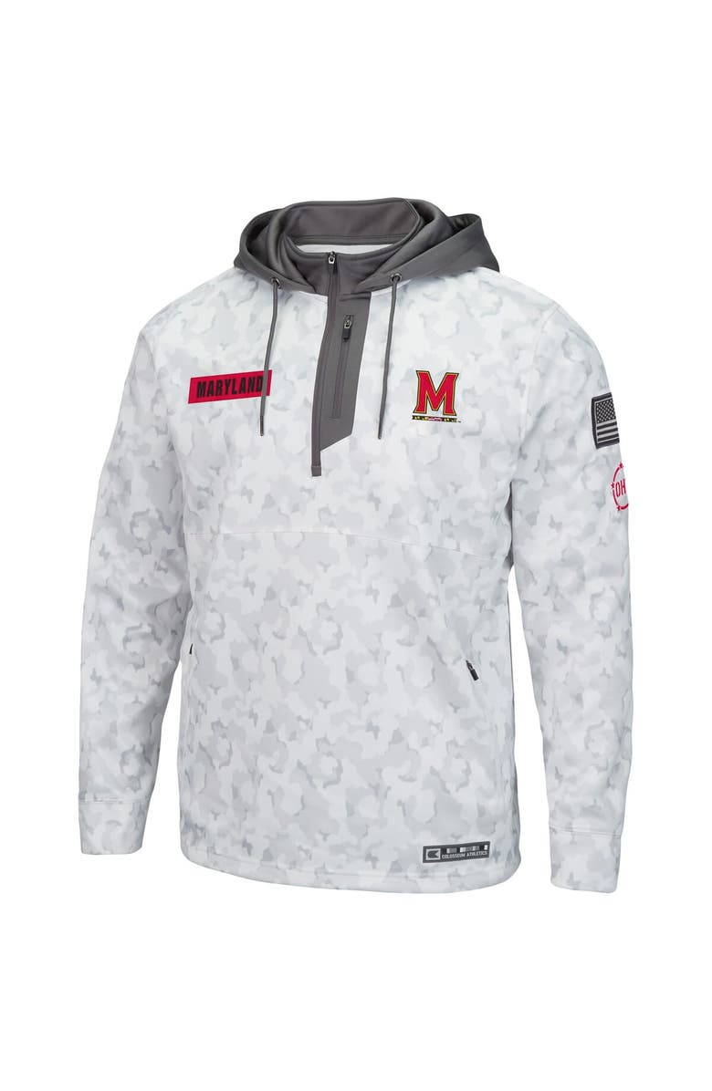COLOSSEUM Men's Colosseum Arctic Camo Maryland Terrapins OHT Military Appreciation Quarter-Zip Hoodie, Alternate, color, Arctic Camo