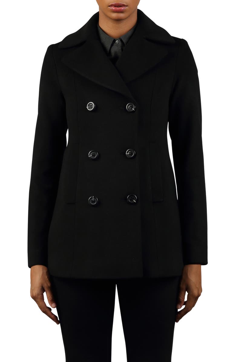 Fleurette Double-Breasted Wool Peacoat, Main, color,