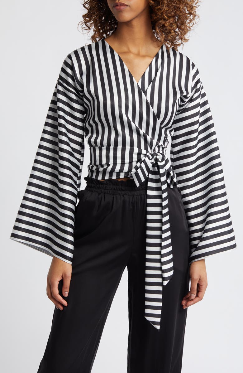 DIARRABLU Fatu Stripe Wrap Blouse, Main, color, 