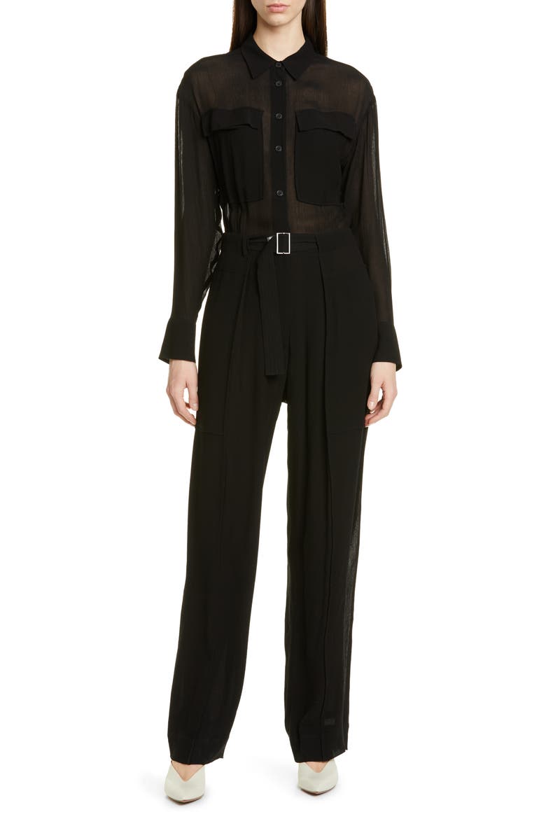 Crinkle Jumpsuit, Main, color, BLACK