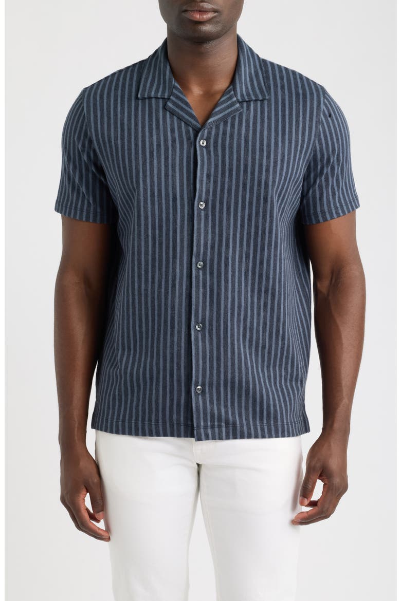 Terra Stripe Cabana Terry Cloth Camp Shirt, Main, color, COASTAL/ VENICE BLUE