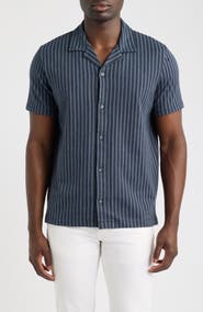 Vince Terra Stripe Cabana Terry Cloth Camp Shirt