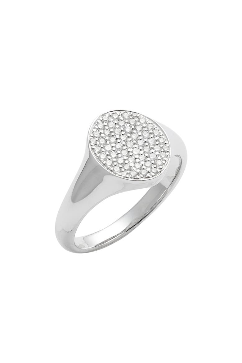 Pavé Diamond Signet Ring (Nordstrom Exclusive), Main, color, WHITE GOLD/ DIAMOND