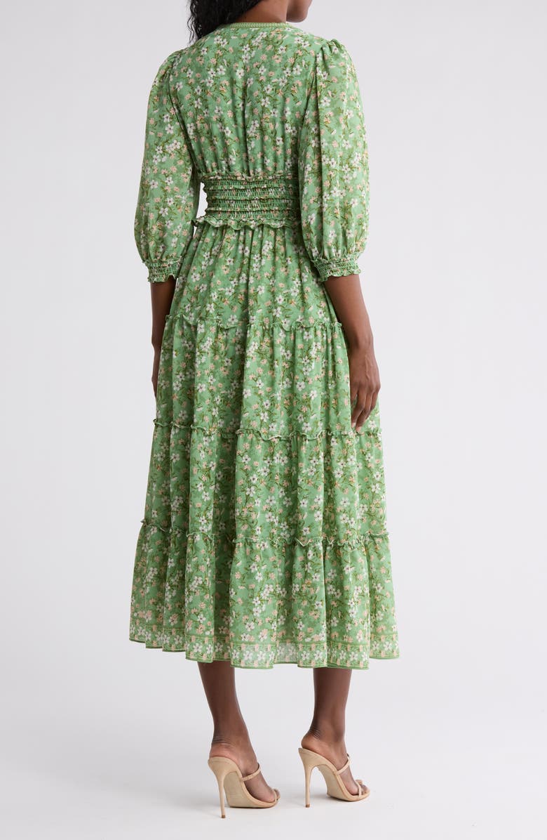 MAX STUDIO Floral Balloon Sleeve Tiered Maxi Dress, Alternate, color, Green Tossed Meadow