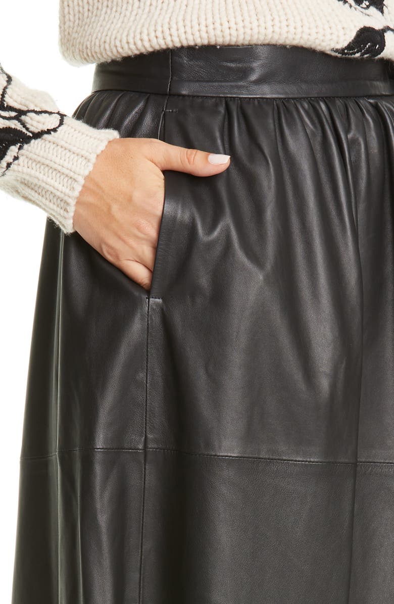 Zimmermann Ladybeetle Leather Midi Wrap Skirt, Alternate, color, 