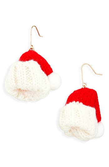 Leith Knit Santa Hat Drop Earrings