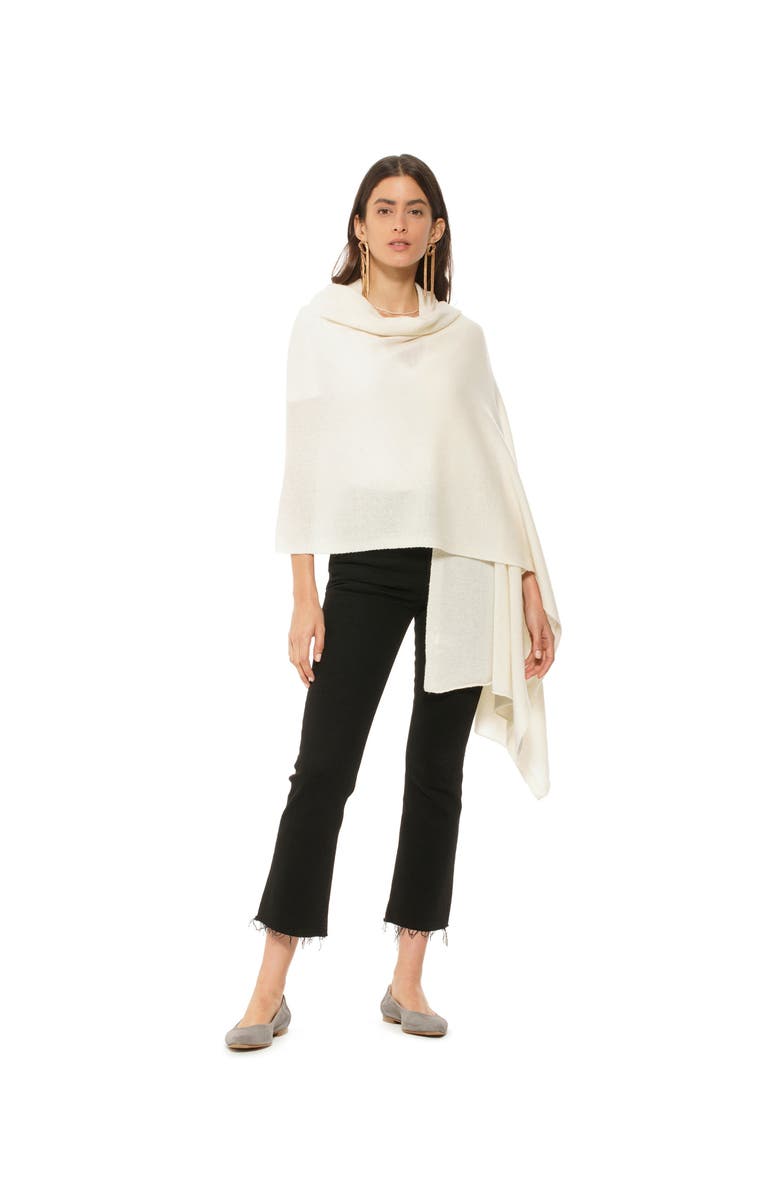Monticelli Cashmere Pure Cashmere Feather-Light Maxi Wrap Stole, Alternate, color, Milk White