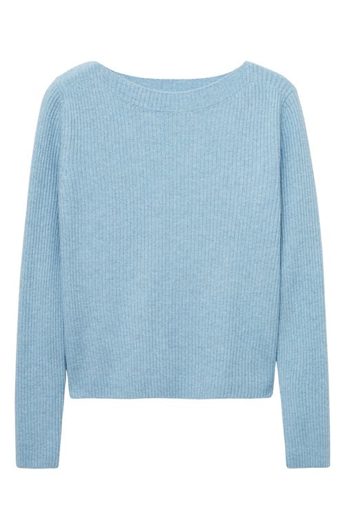 Shop Mango Boat Neck Rib Sweater In Sky Blue