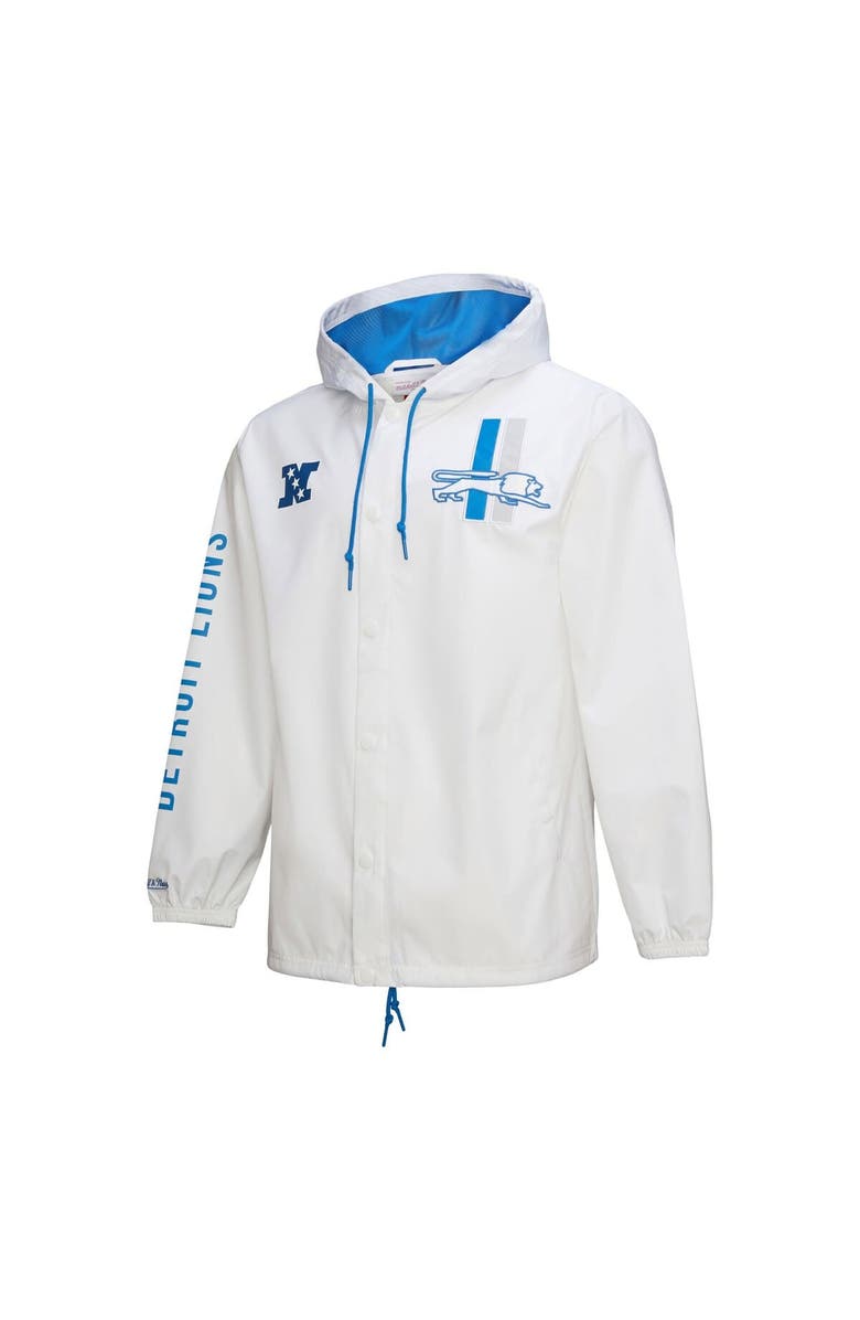 Mitchell & Ness Men's Mitchell & Ness  White Detroit Lions Vintage Logo Coaches Full-Snap Hoodie Jacket, Alternate, color, 