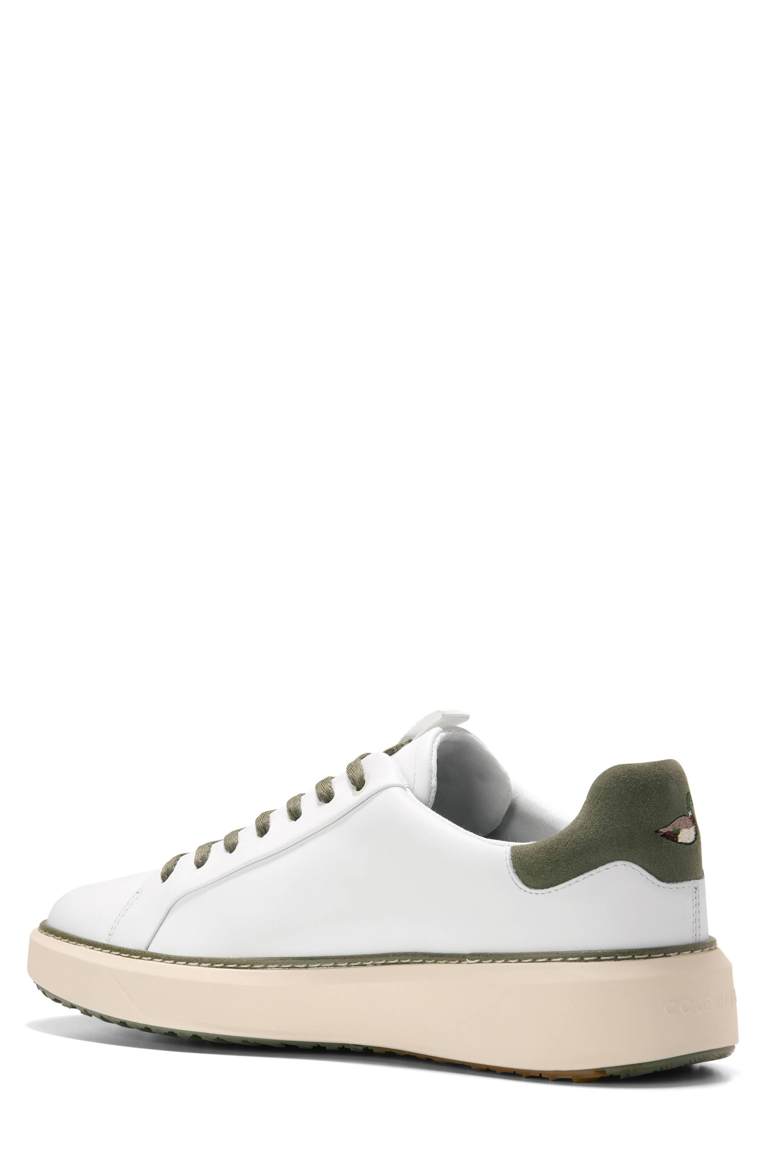 Cole Haan GrandPro Topspin Waterproof Golf Shoe, Alternate, color, White / Dusty Olive Suede