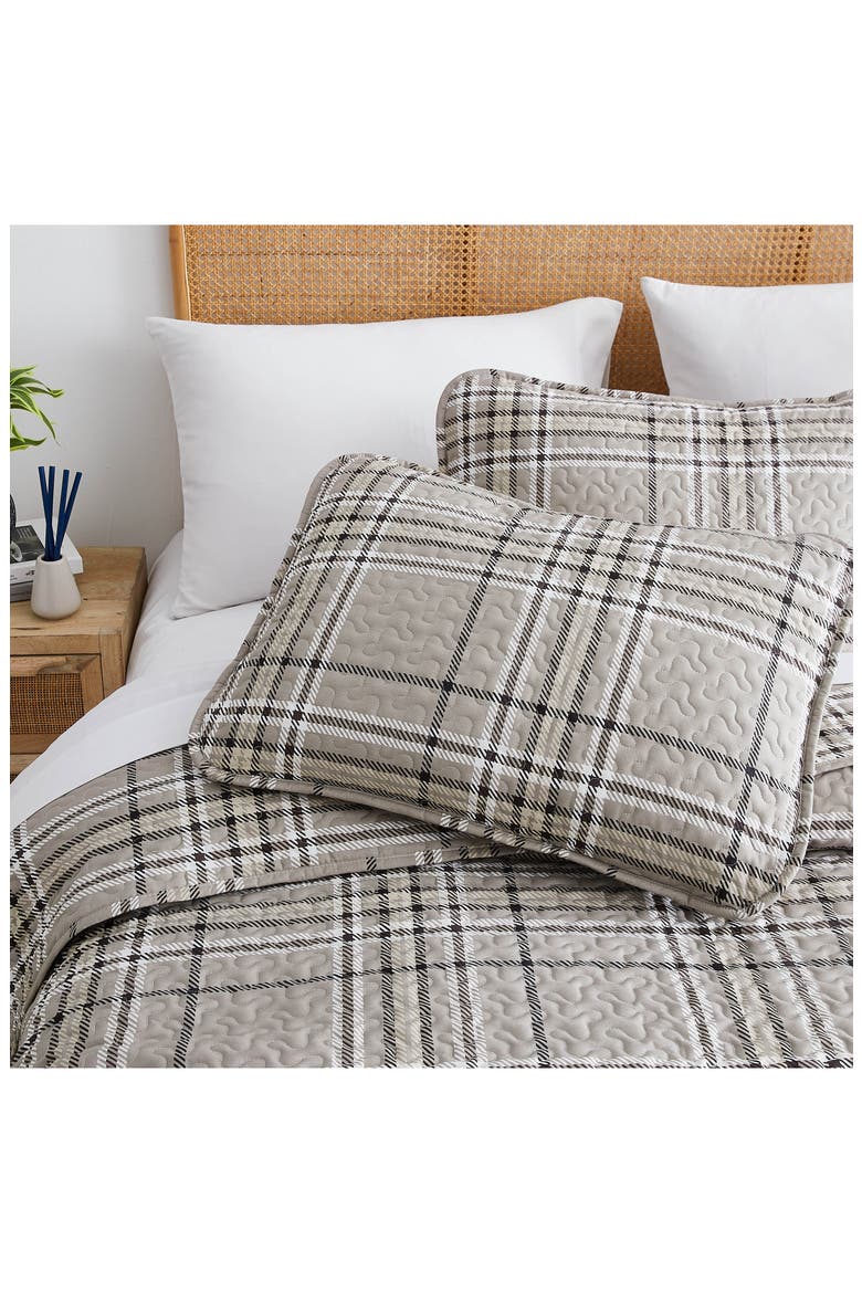 Plaid Collection- Luxury Premium Oversized Quilt Set, Alternate, color, MOCHA