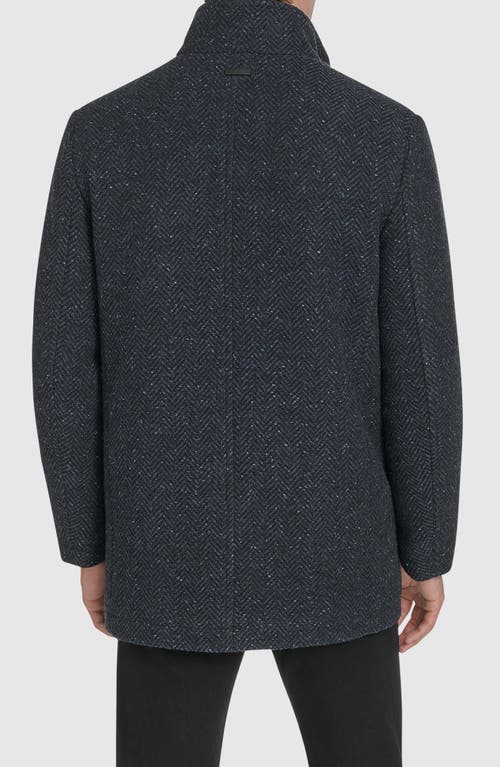 Andrew Marc Dorsey Plaid Wool Blend Car Coat In Black