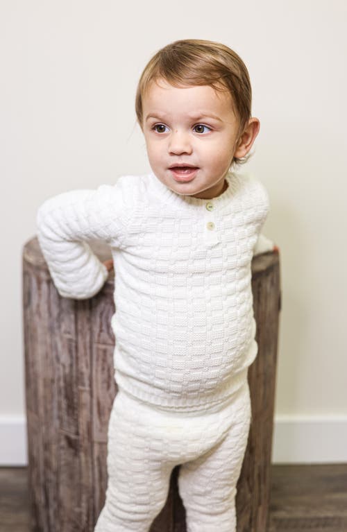 Maniere Manière Kids' Tiny Tiles Sweater & Pants Set In White