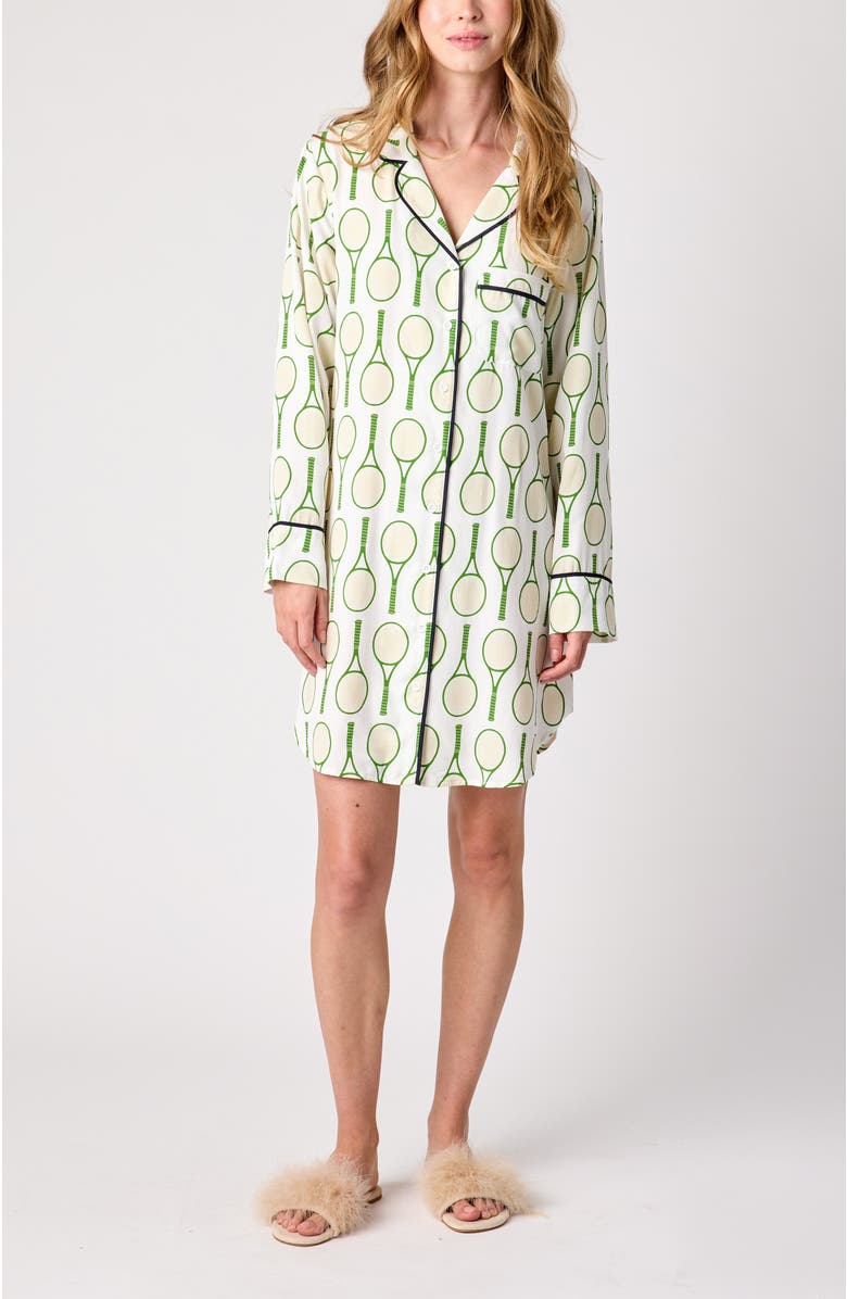 Katie Kime Tennis Time Sleep Shirt, Main, color, Green