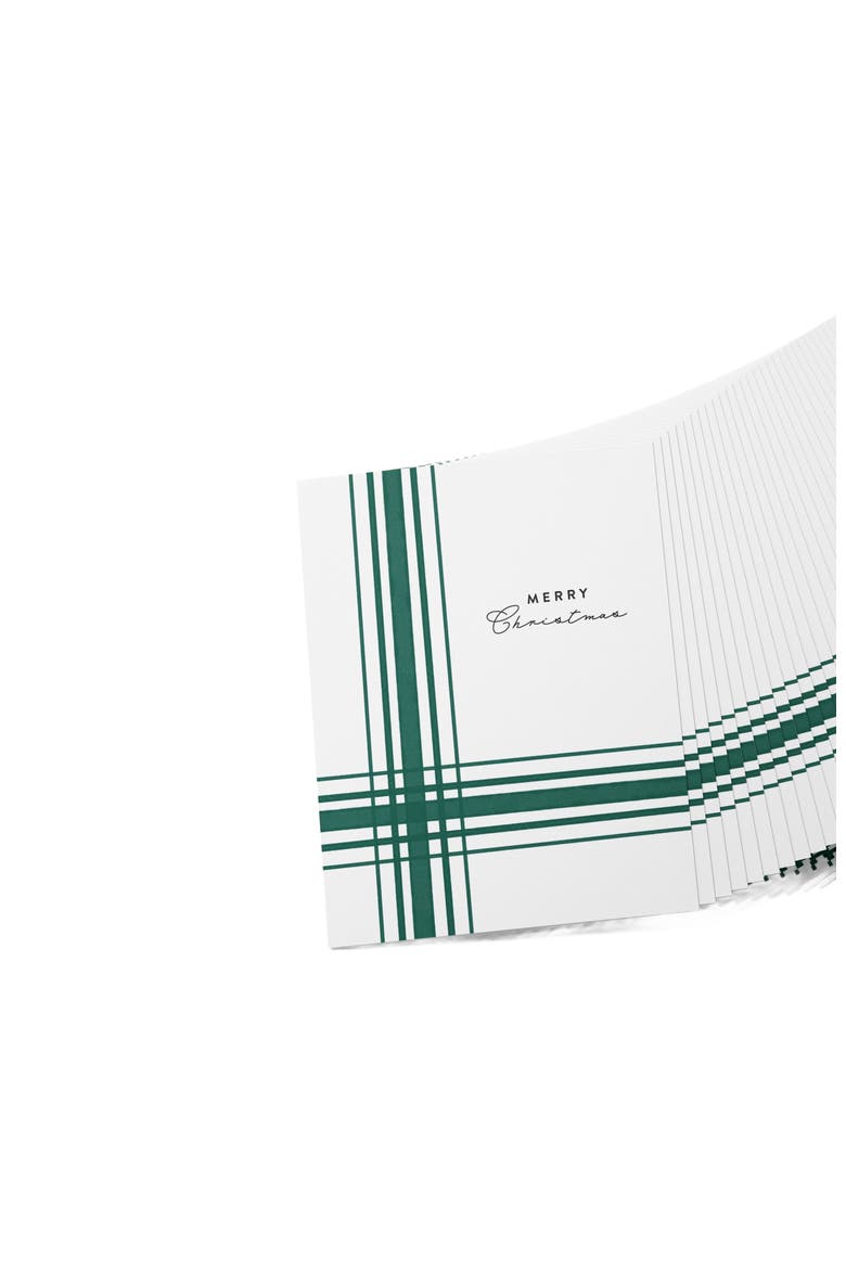 Green White Gift Christmas Boxed Set of 8 Cards, Alternate, color, Green & White