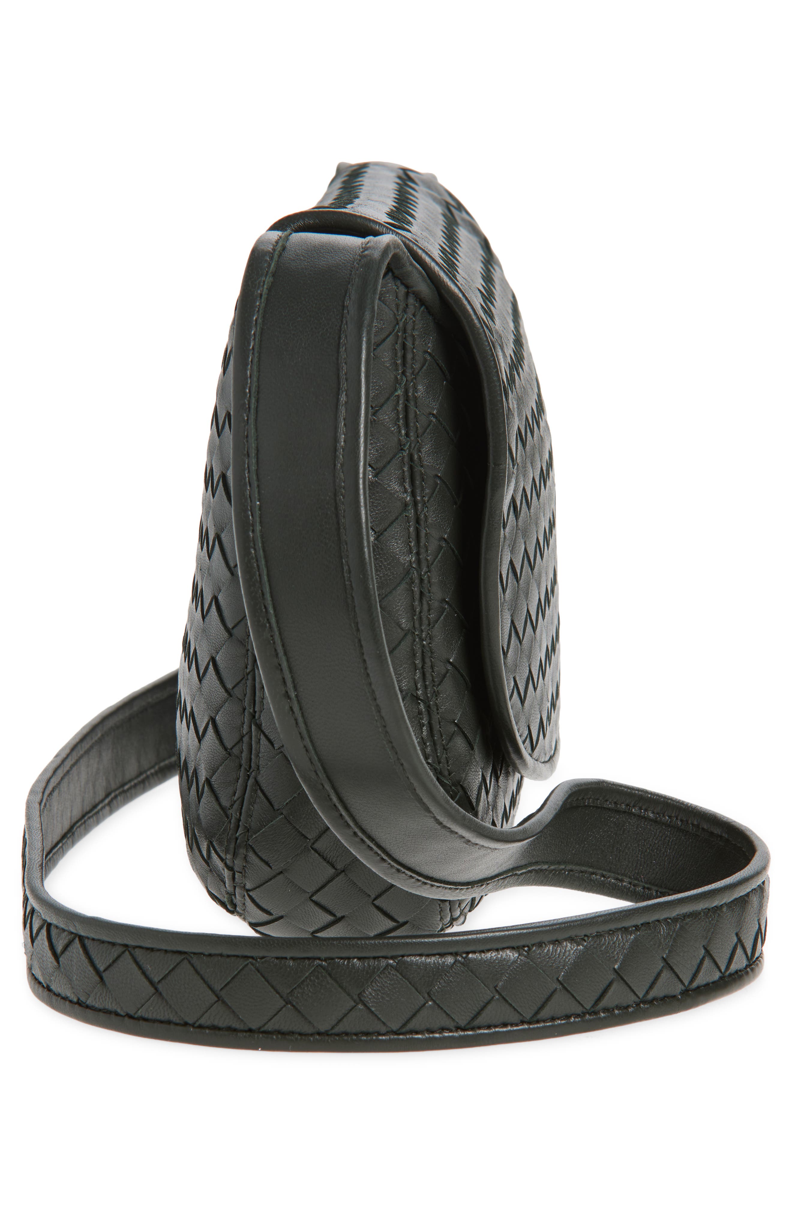 Bottega Veneta Veneto Intrecciato Leather Messenger Bag, Alternate, color, 3009 Dark Green-Silver