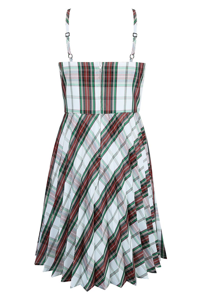 Kids' Plaid Taffeta Pleated Dress, Alternate, color, RED MULTI
