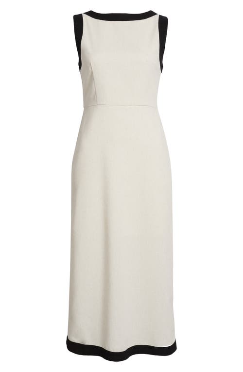 Zoe And Claire Contrast Trim Linen & Cotton Blend Midi Dress