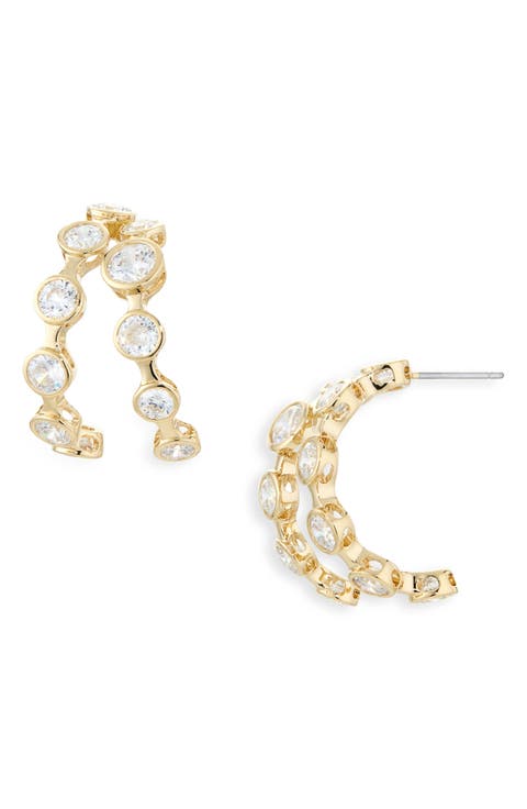 Brooklyn Cubic Zirconia Double Row Hoop Earrings
