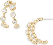 Nadri Brooklyn Cubic Zirconia Double Row Hoop Earrings