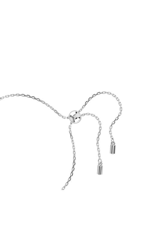 Swarovski Constella Crystal & Faux Pearl Slider Bracelet In White Gold